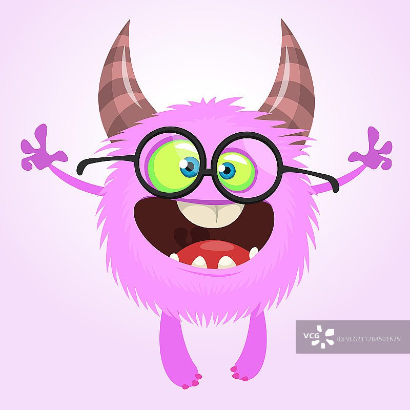 戴眼镜的卡通聪明怪物图片素材
