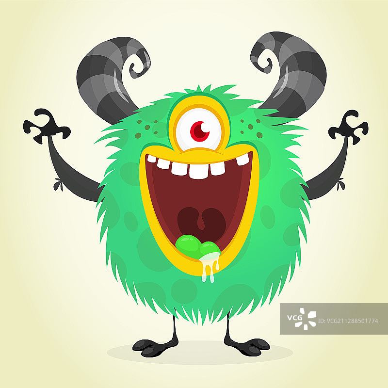 有趣的独眼卡通外星人剪贴画图片素材