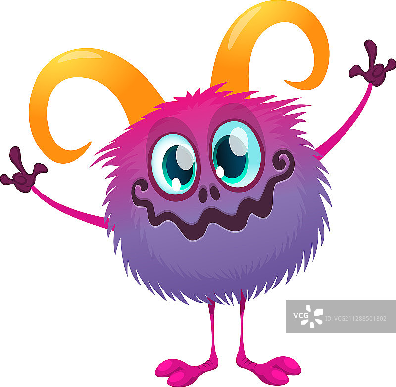 挥手的滑稽卡通怪物图片素材