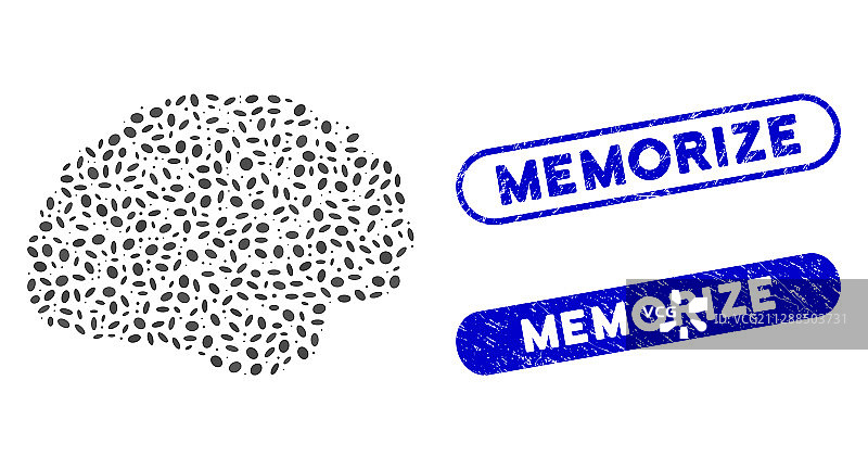 椭圆马赛克大脑与纹理记忆图片素材
