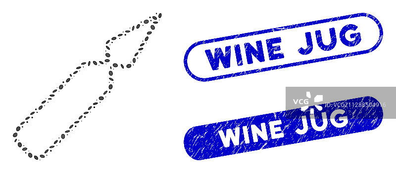 带有纹理酒壶的椭圆马赛克安瓿图片素材