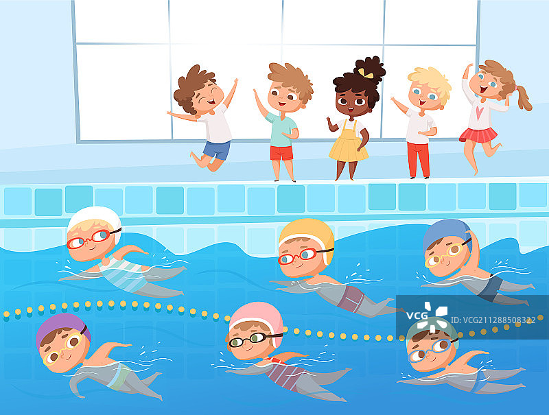 儿童游泳比赛水上运动图片素材