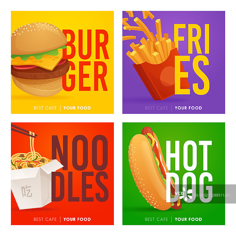 快餐主题社交媒体帖子模板图片素材