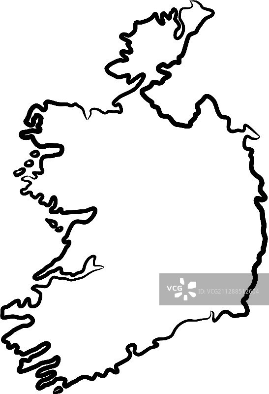 黑色笔刷线条勾勒的爱尔兰地图图片素材