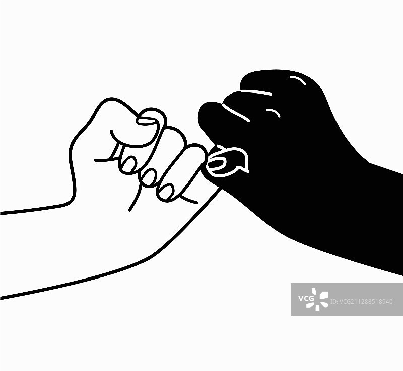 白色背景上的小指拉钩承诺图片素材