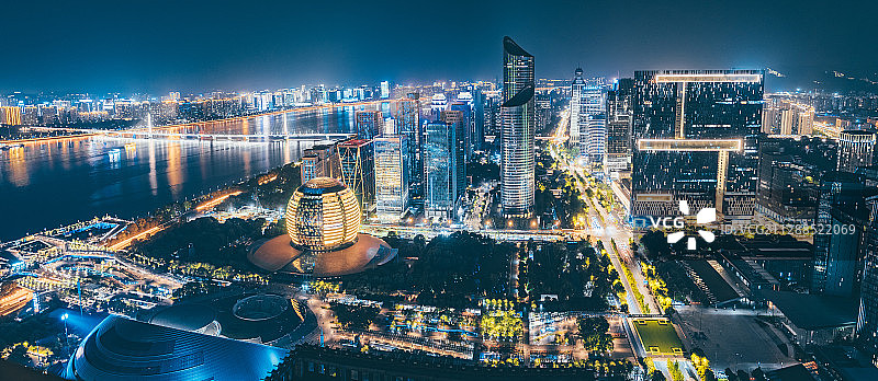 杭州钱江新城夜景图片素材