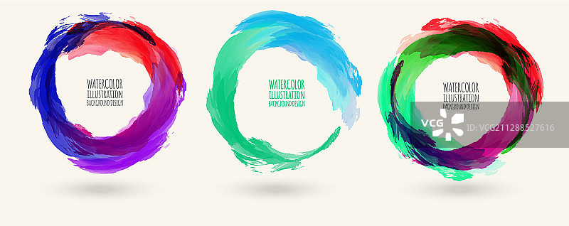 水彩圆圈纹理元素合集图片素材