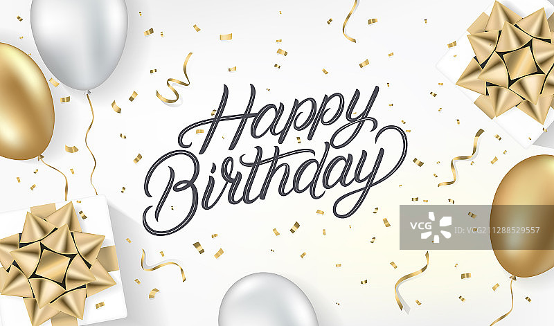 逼真生日快乐贺卡模板图片素材