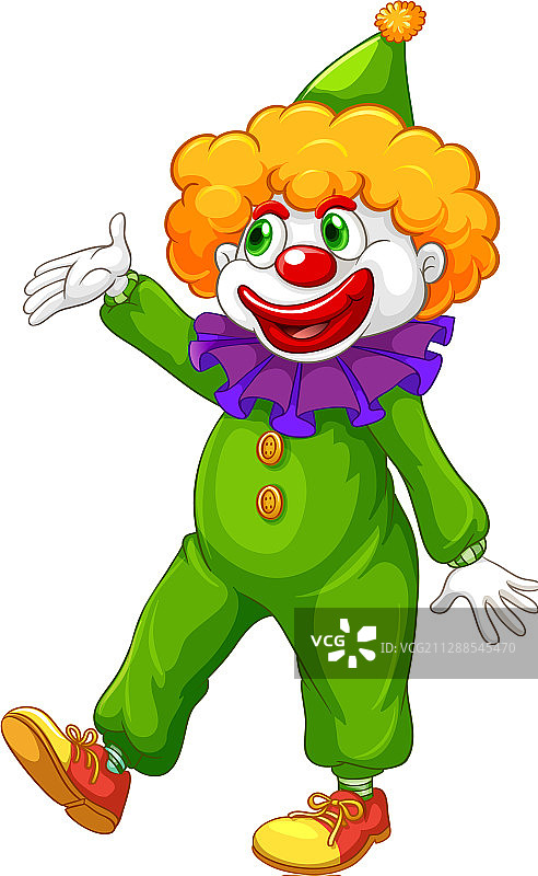 身穿绿色服装的滑稽小丑图片素材