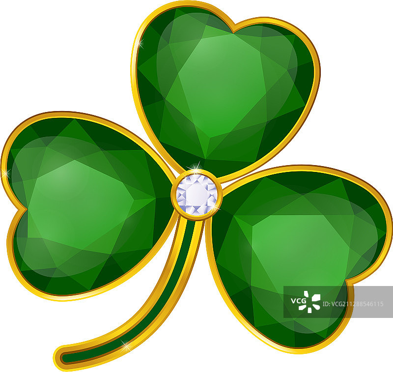 白色背景上的三叶草祖母绿徽章图片素材