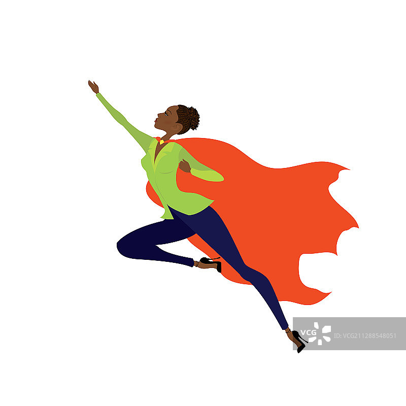 飞行中的非洲裔女超人图片素材