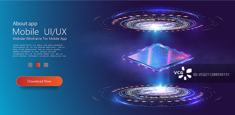 带有灯光的未来感微芯片处理器图片素材