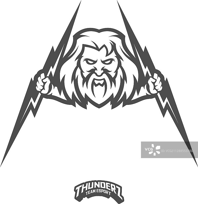 宙斯闪电电竞游戏吉祥物标志图片素材