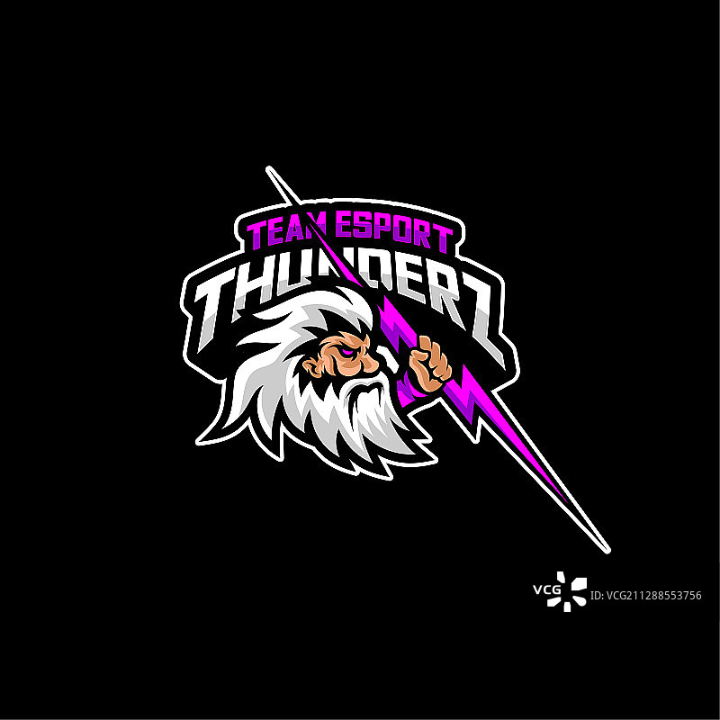 宙斯闪电电竞游戏吉祥物标志图片素材