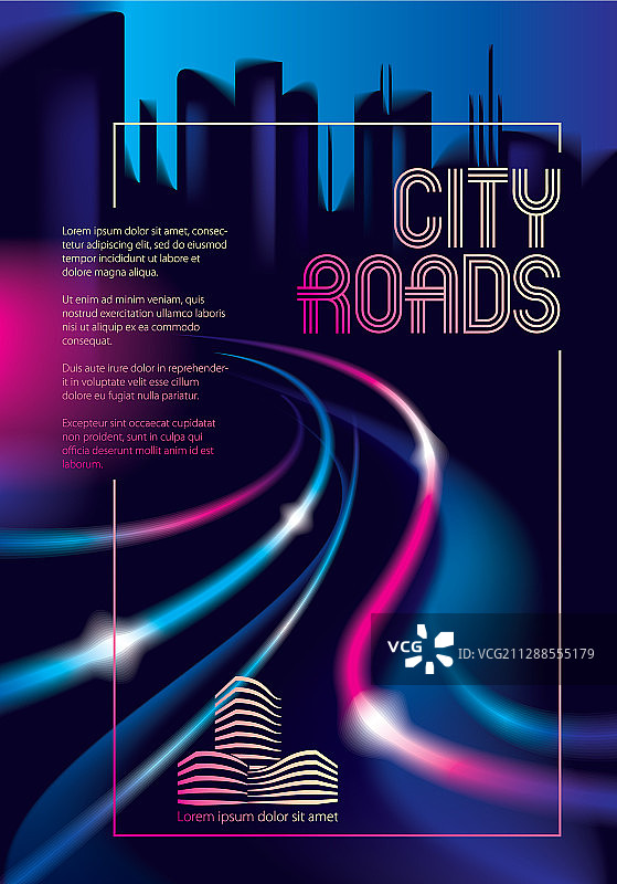 交通光亮线条夜景城市道路效果图片素材