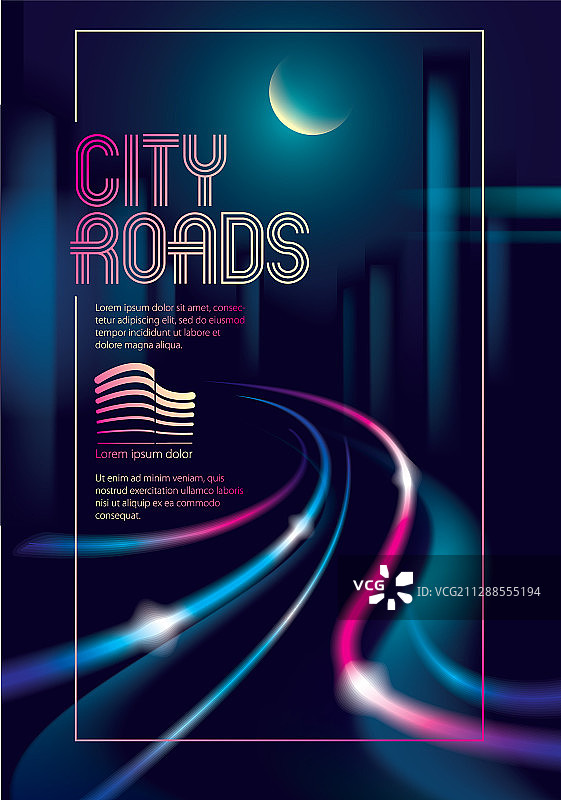 交通光亮线条夜景城市道路效果图片素材