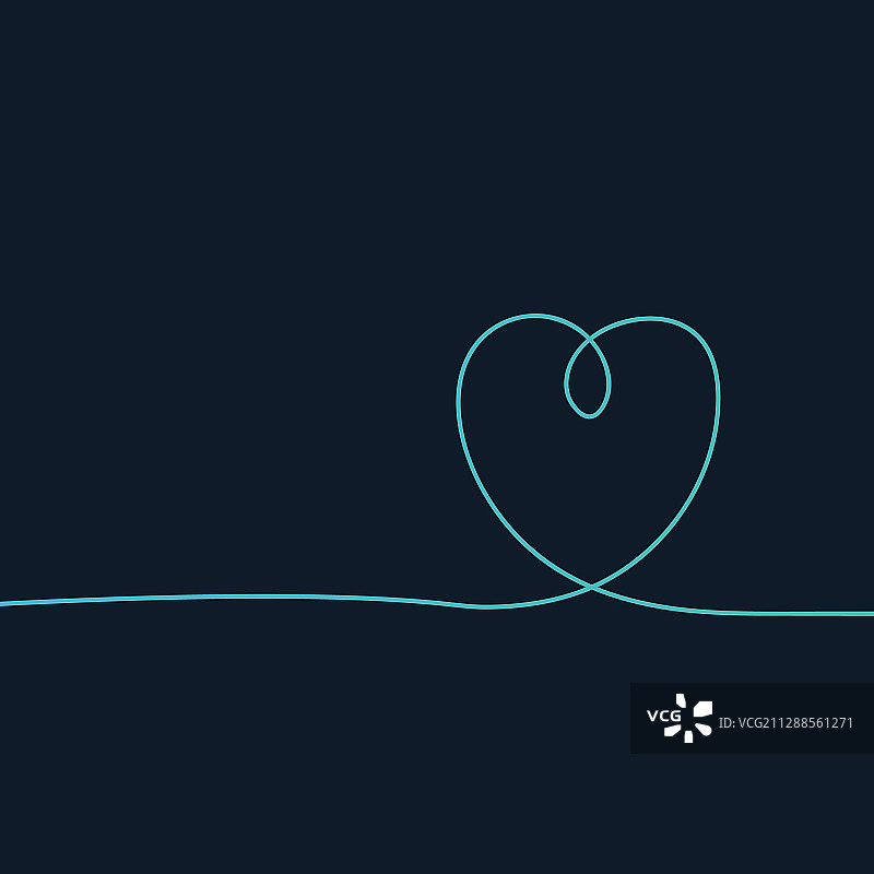 连续线条绘画：心形情人节卡片图片素材