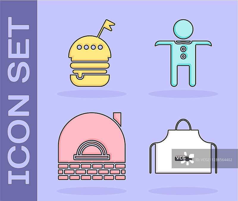 厨房围裙汉堡砖炉具套装图片素材