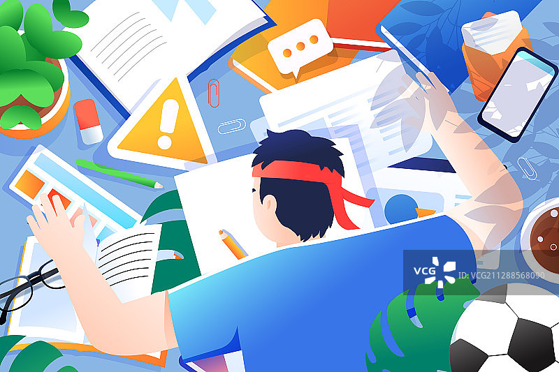 卡通在线教育学习课程知识辅导补习培训中高考考神学生矢量插画图片素材