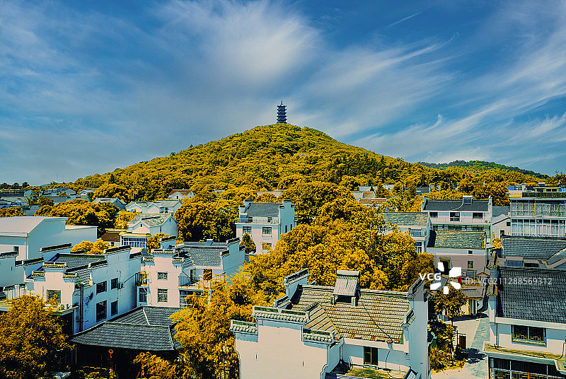 2019年5月22日，江苏省南京市，高淳国际慢城，鸟瞰大山村图片素材