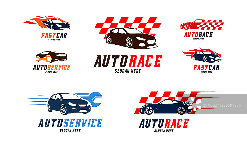 赛车标志快速汽车火焰标志集图片素材