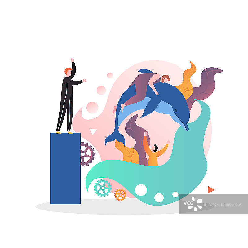 网络banner海豚馆概念图片素材