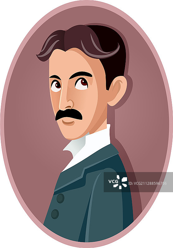 尼古拉·特斯拉漫画肖像图片素材