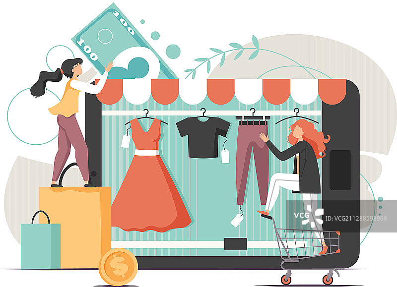扁平风格在线购物设计图片素材