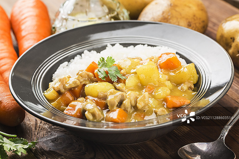 咖喱鸡肉饭图片素材
