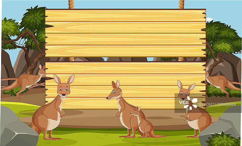 袋鼠公园里的木制标牌模板图片素材