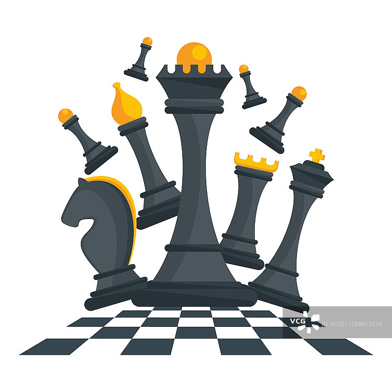 国际象棋策略棋盘上的棋子概念图片素材