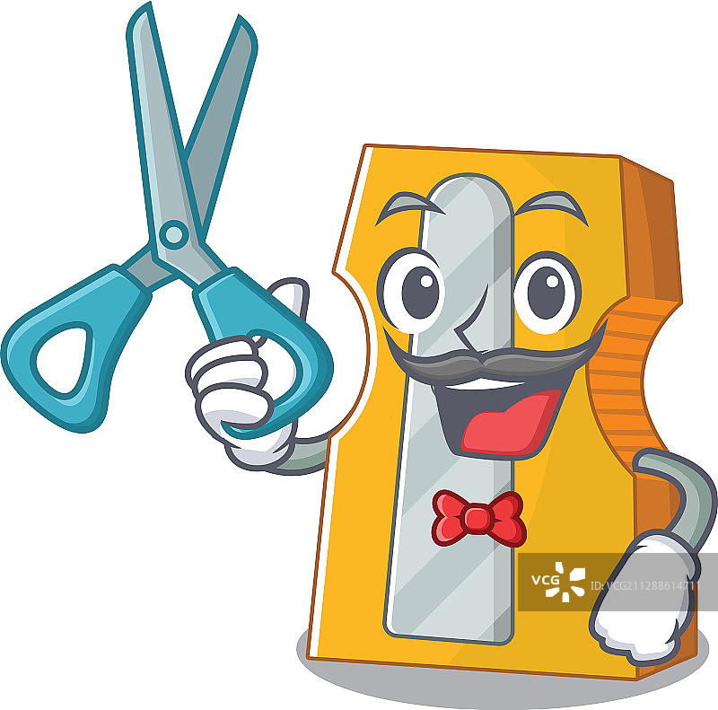 卡通笑脸理发师卷笔刀图片素材