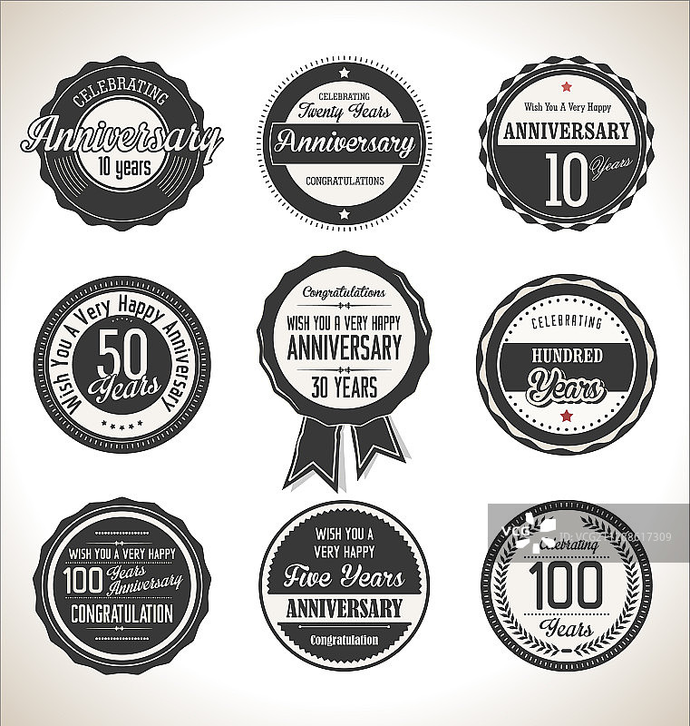 周年复古标签合集图片素材