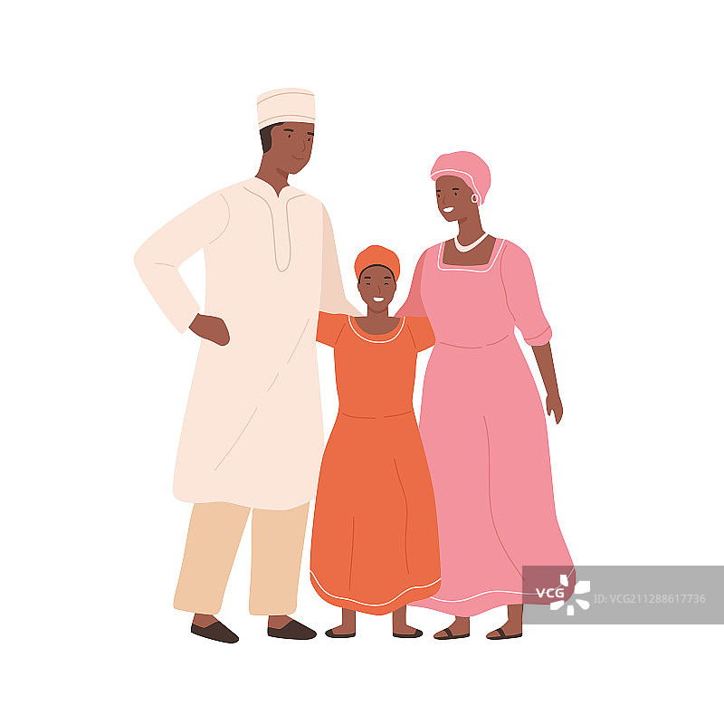 身着民族服装的传统非洲家庭图片素材