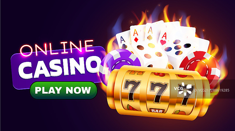 燃烧的老虎机骰子和扑克牌图片素材