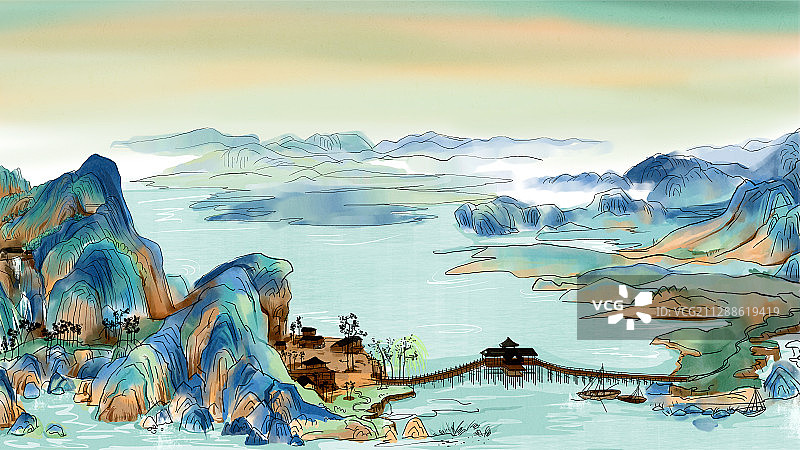 千里江山图图片素材