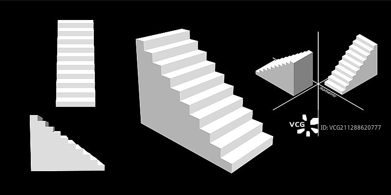 黑色背景上的3D楼梯图片素材