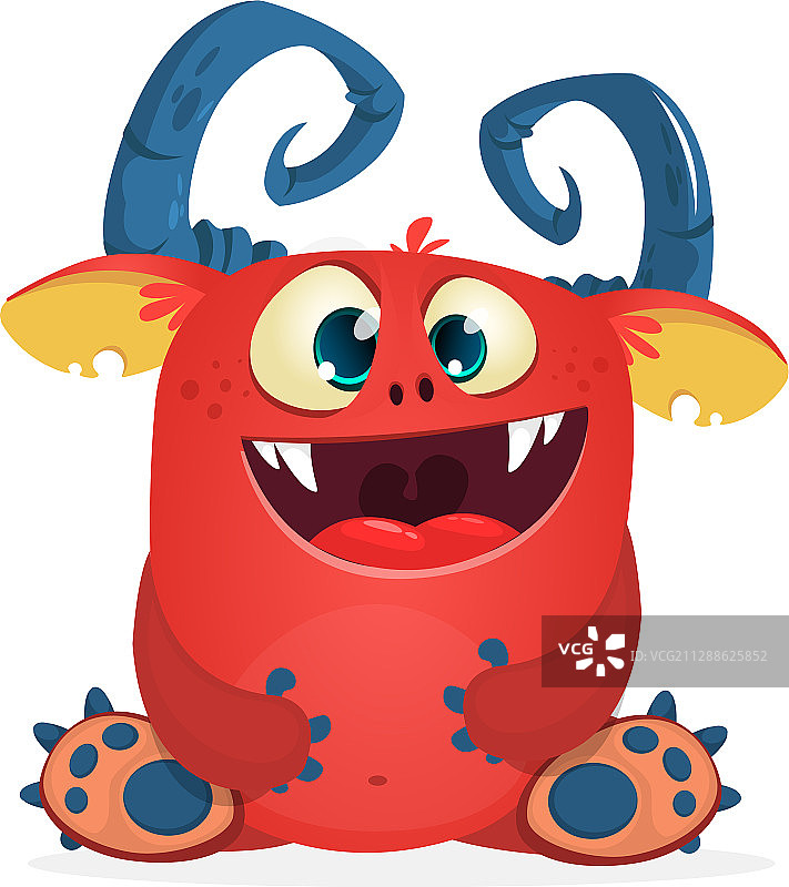 有趣的欢笑坐姿怪兽角色图片素材