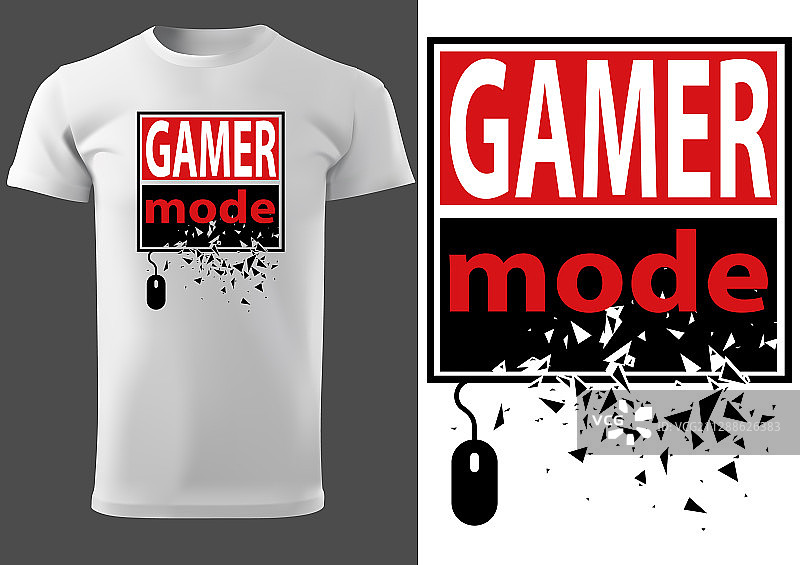 电脑游戏玩家T恤设计图片素材