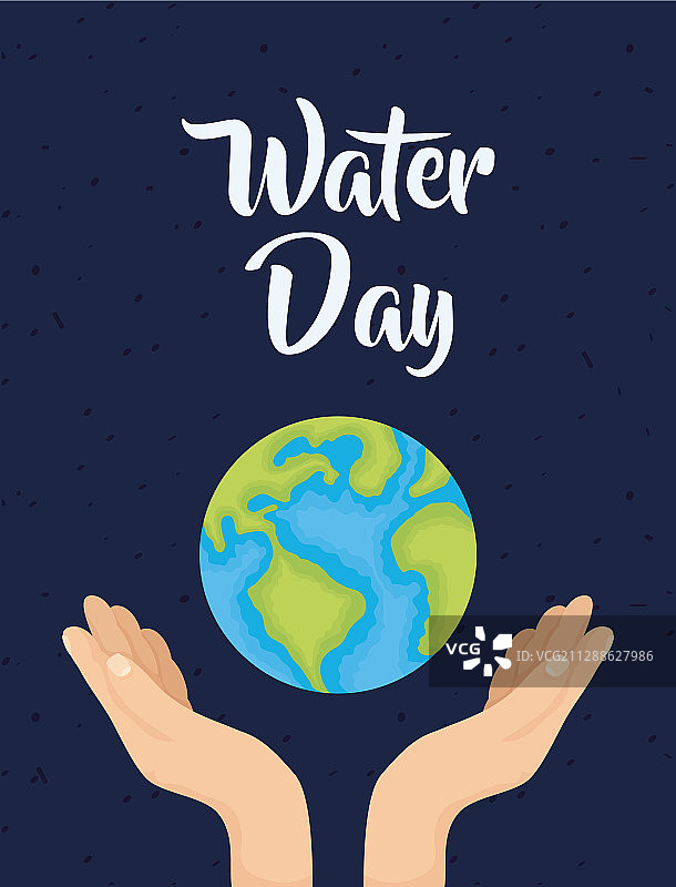 世界水日海报：双手托起地球图片素材