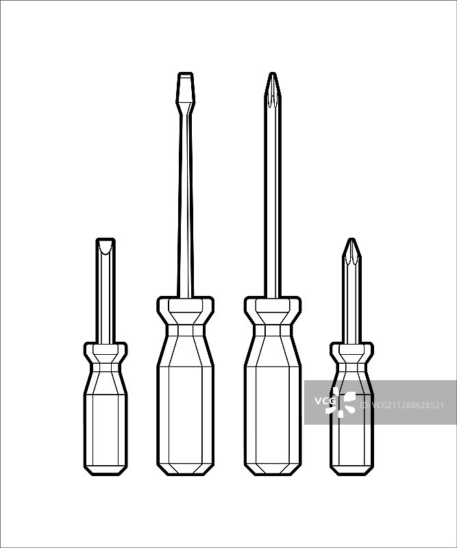 螺丝刀套装 - 扁平风格，白色背景图片素材