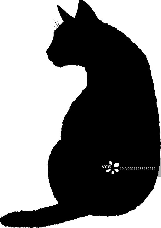 坐姿猫剪影黑色猫科动物标志图片素材