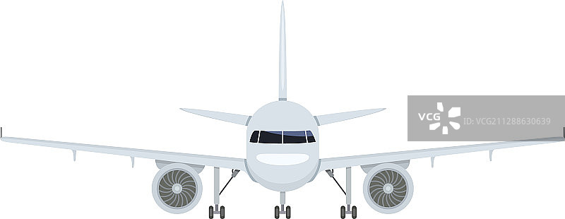 扁平风格民用飞机正面图图片素材