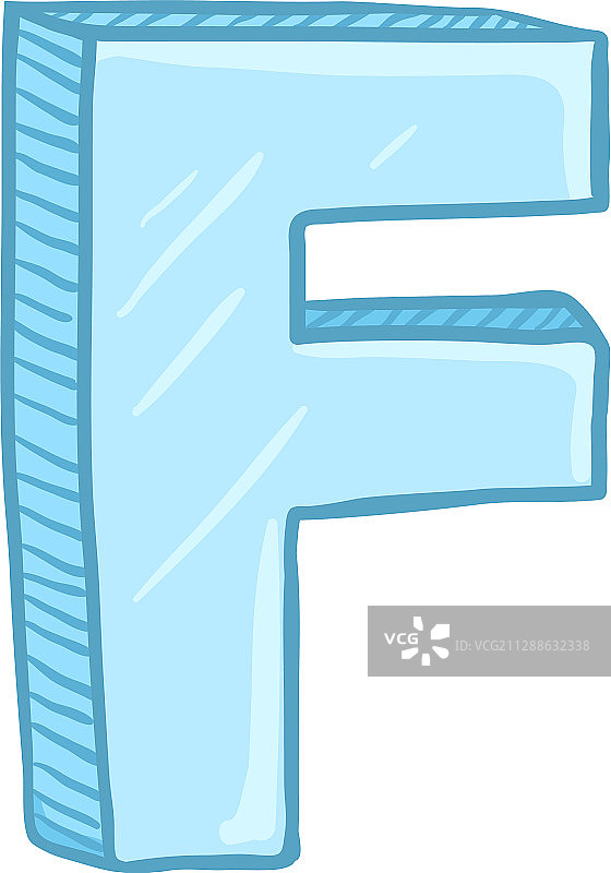 一个卡通风格的冰蓝色字母F图片素材