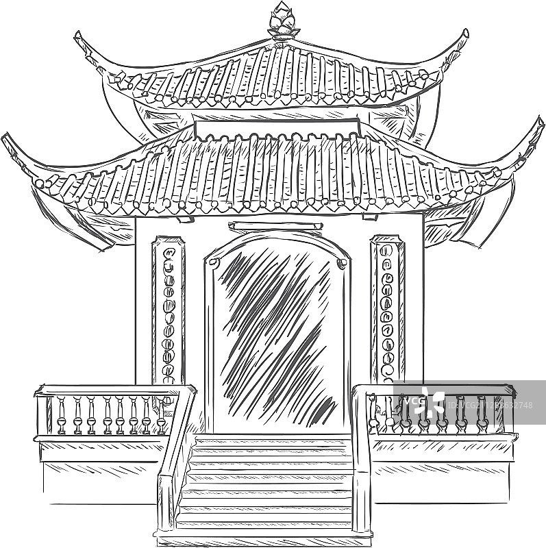 佛教宝塔素描图片素材