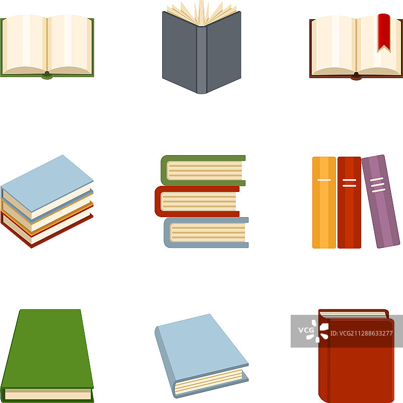 彩色扁平书籍图标合集图片素材