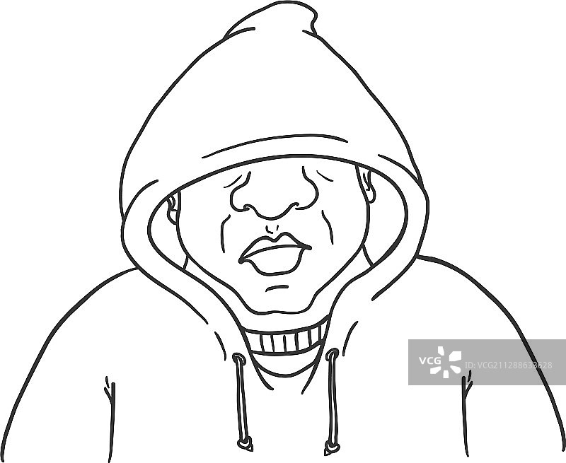 戴帽子的非裔美国男子头像轮廓图片素材