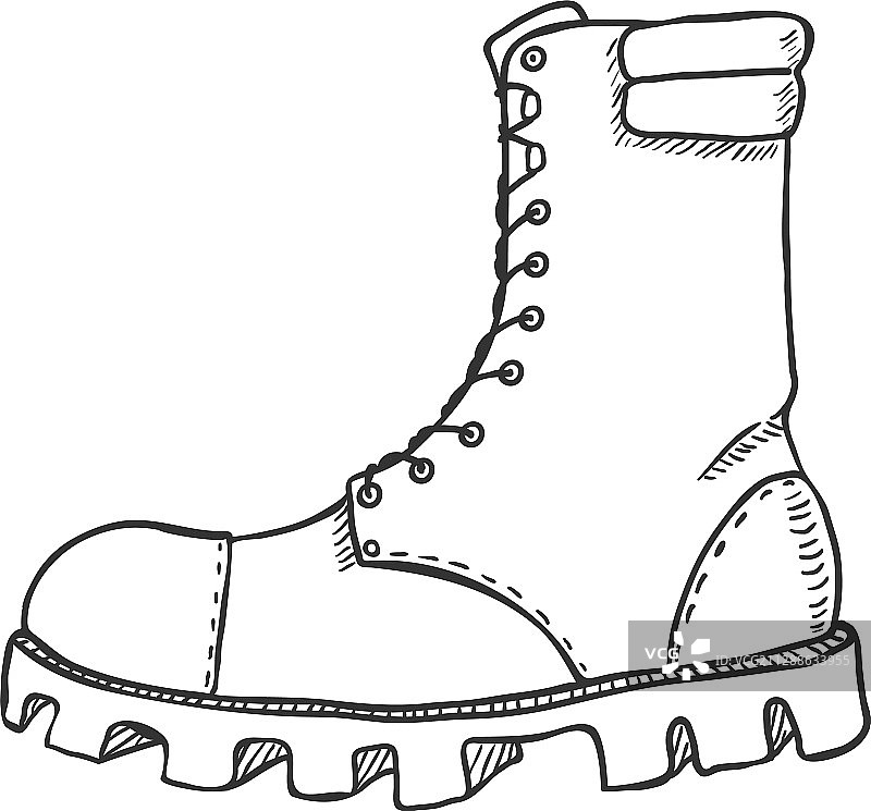 高筒皮军靴侧视图素描图片素材