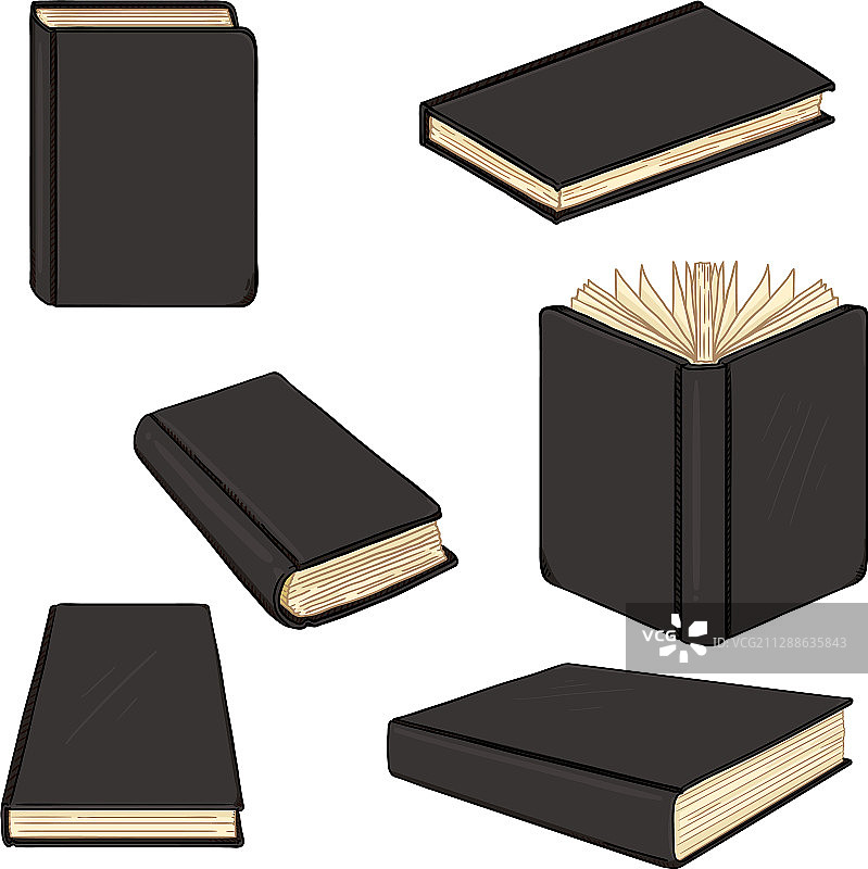 卡通黑色精装书合集图片素材