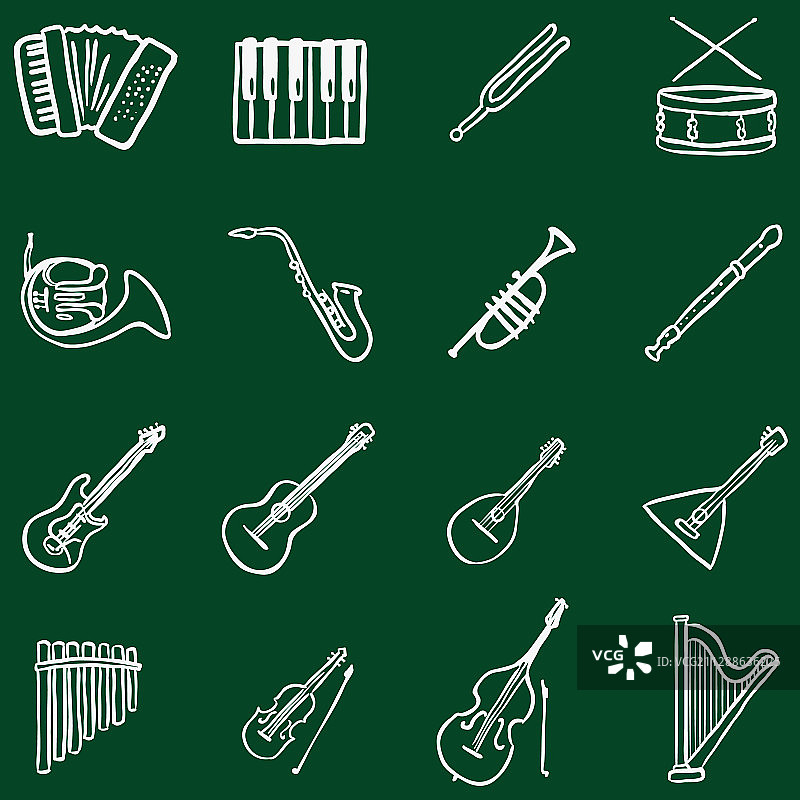 粉笔涂鸦乐器图标组合图片素材